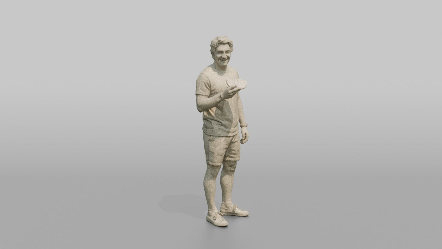 Vacationer Wearing Pastel Yellow Tee And White Shorts