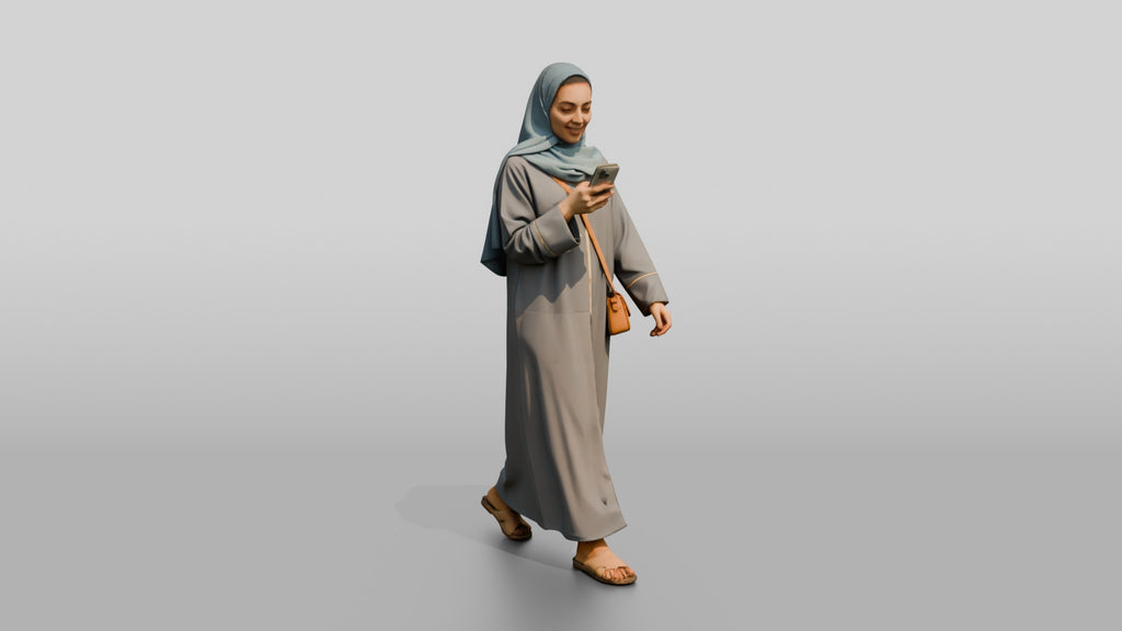 Slender Young Saudi Woman in Abaya and Hijab