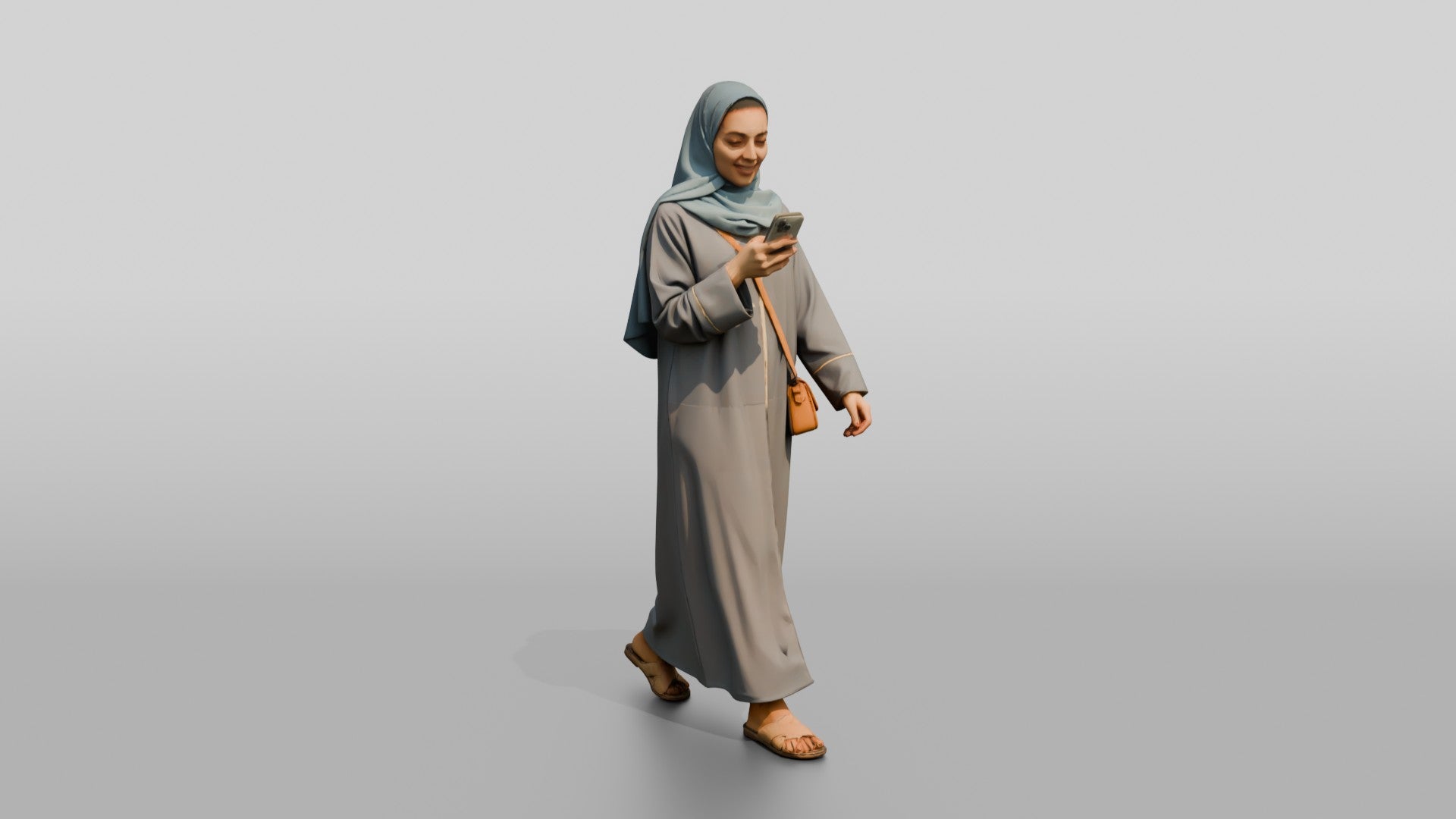 Slender Young Saudi Woman in Abaya and Hijab