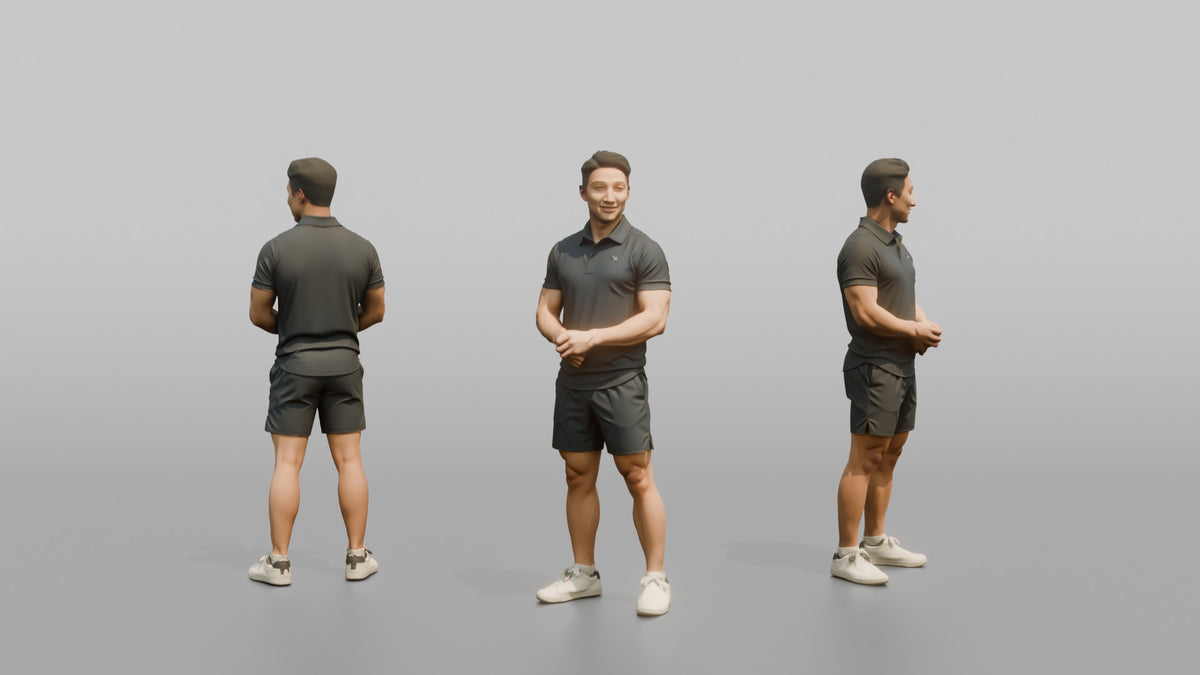 Fitness Influencer Man Standing At A Three-quarter Angle - 3D character model, view 1