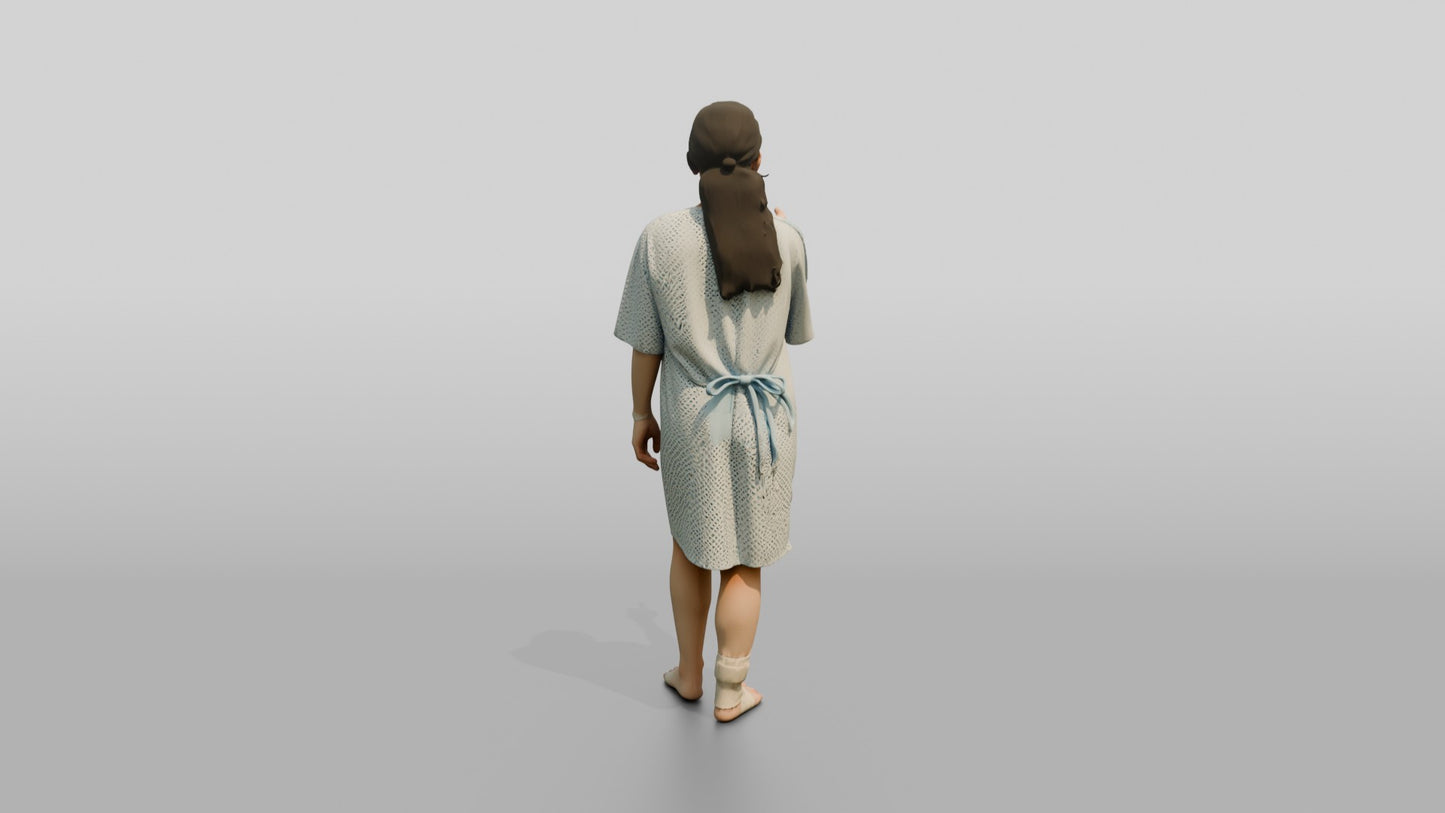 Woman Patient Pointing with an Ankle Injury