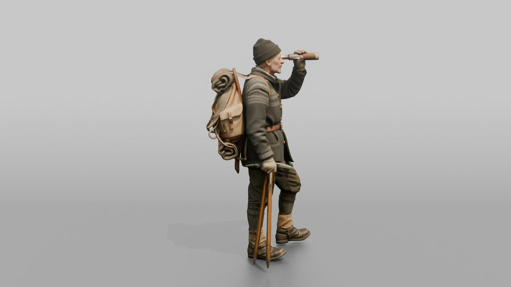 Mountaineer Looking Through a Monocular