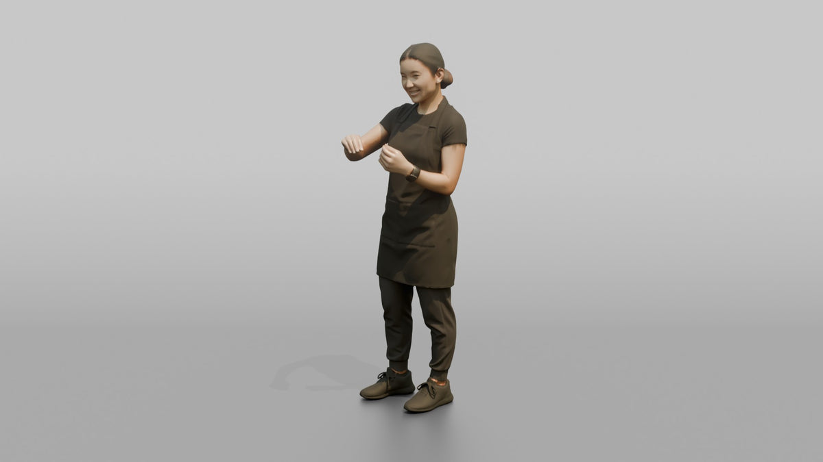 Nail Technician Man Gesturing With Hands As If Filing Nails - 3D character model, view 4