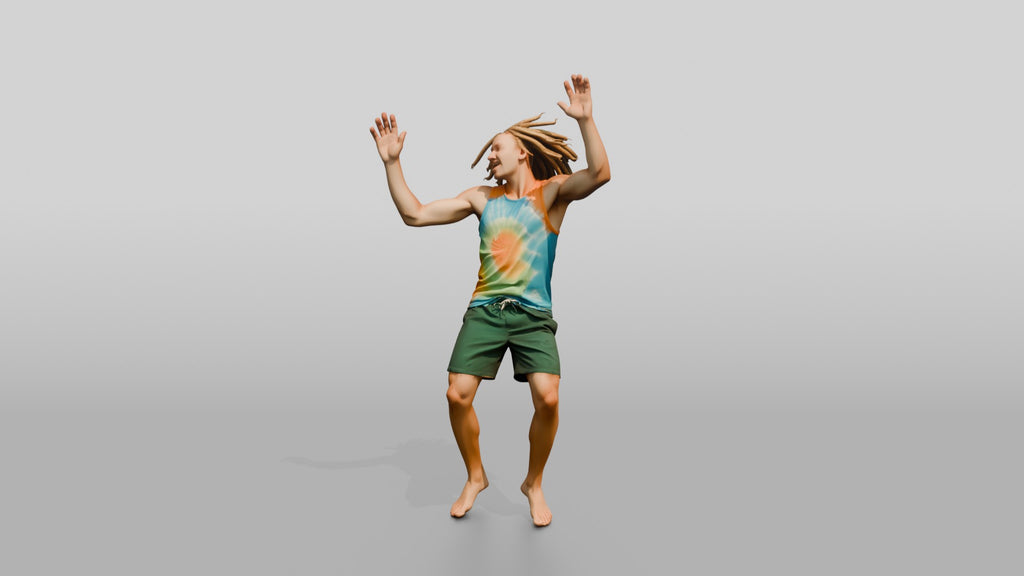 Tie-Dye Hippie Jumping with Joy