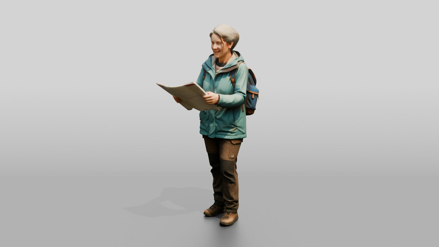 Woman Navigating Market with Map