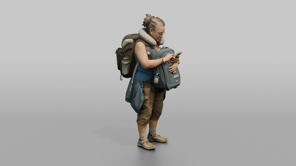 Traveler Hugging Her Carry-On Bag
