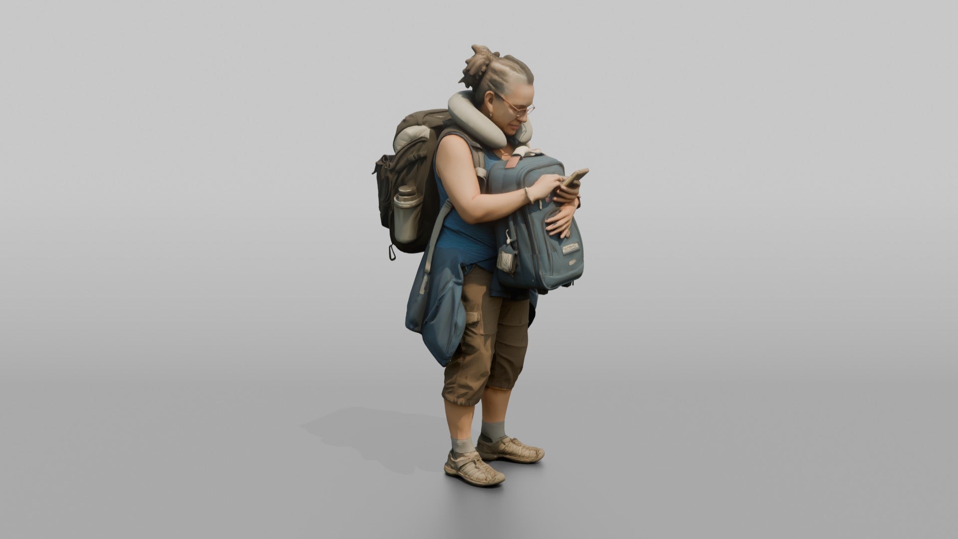 Traveler Hugging Her Carry-On Bag