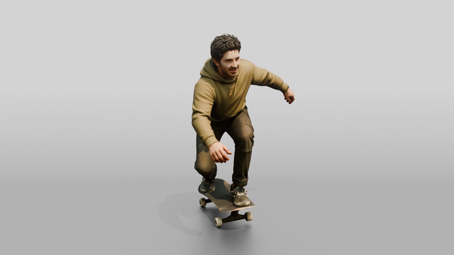 Man Riding Skateboard Crouching