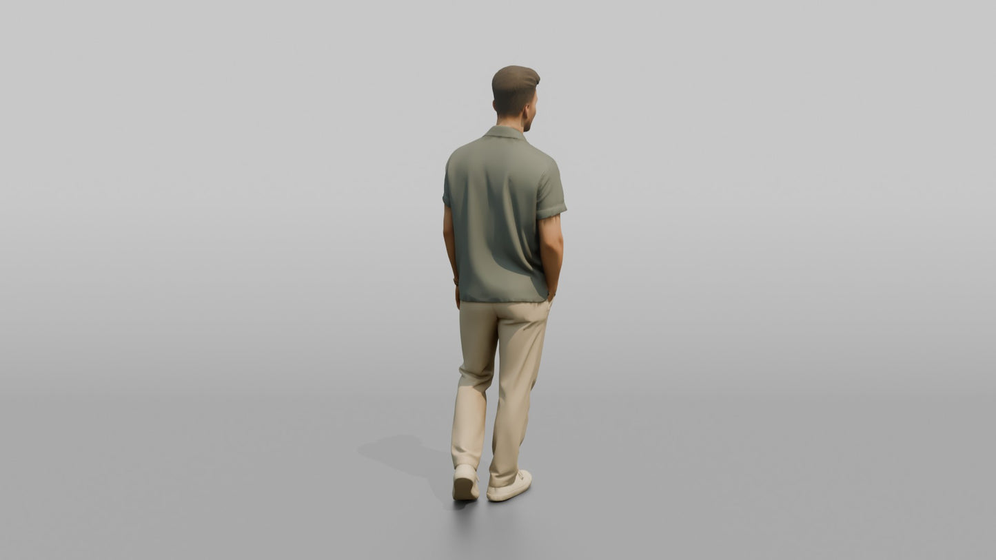 Man Posing in a Casual Linen Shirt