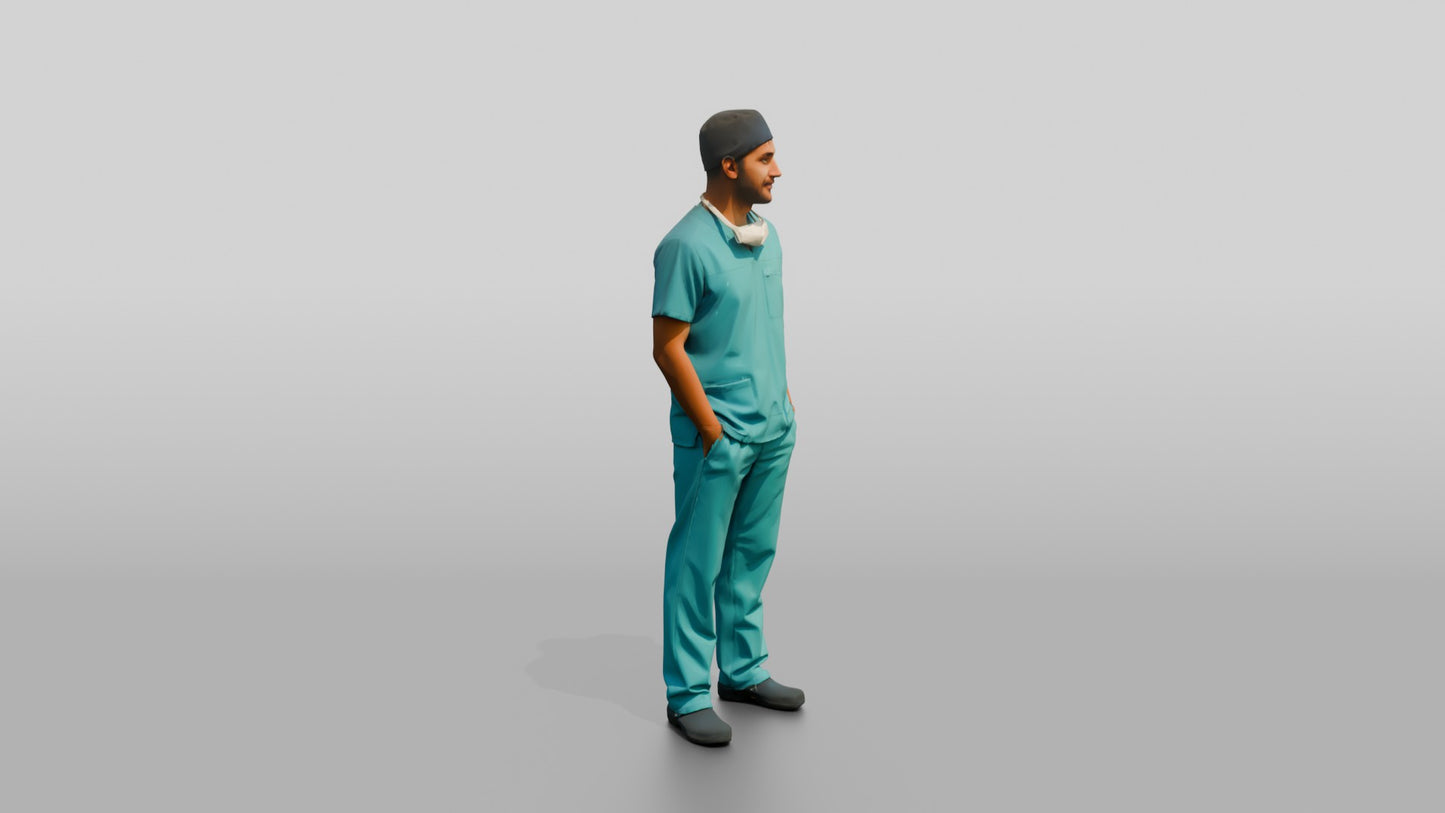 Young South Asian Man Doctor with Hands in Pockets