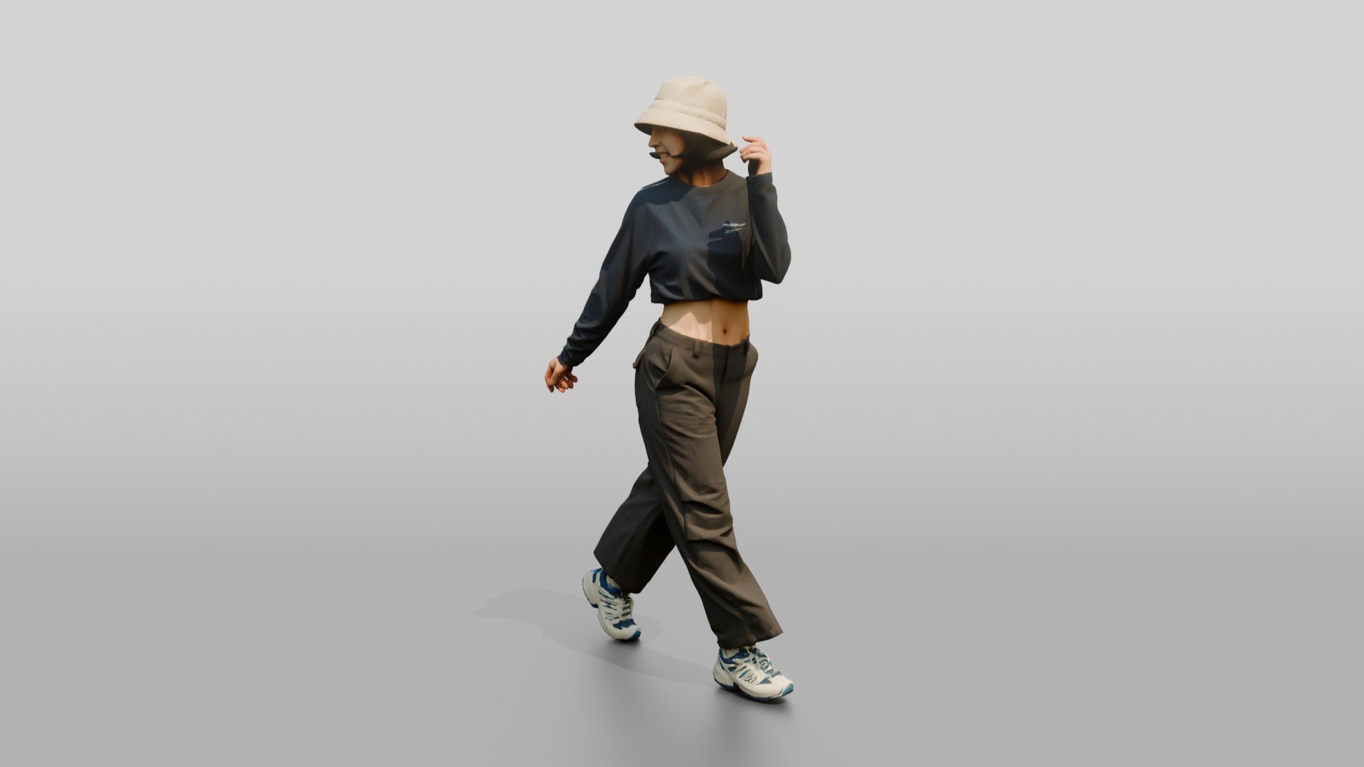 Woman Mid-Spin Glancing Over Shoulder