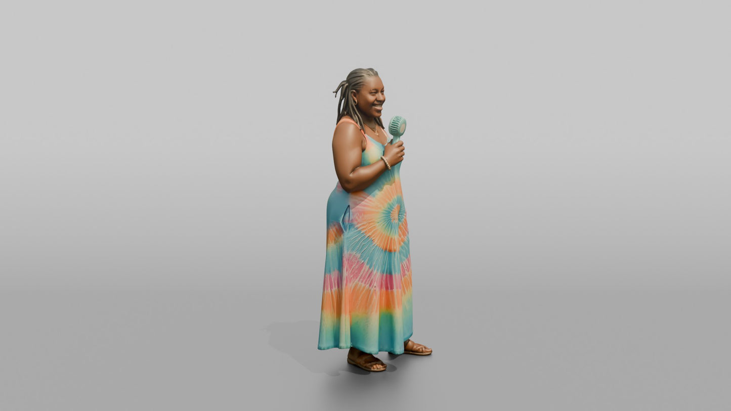 Vacationer Wearing Tie Dye Summer Maxi Dress