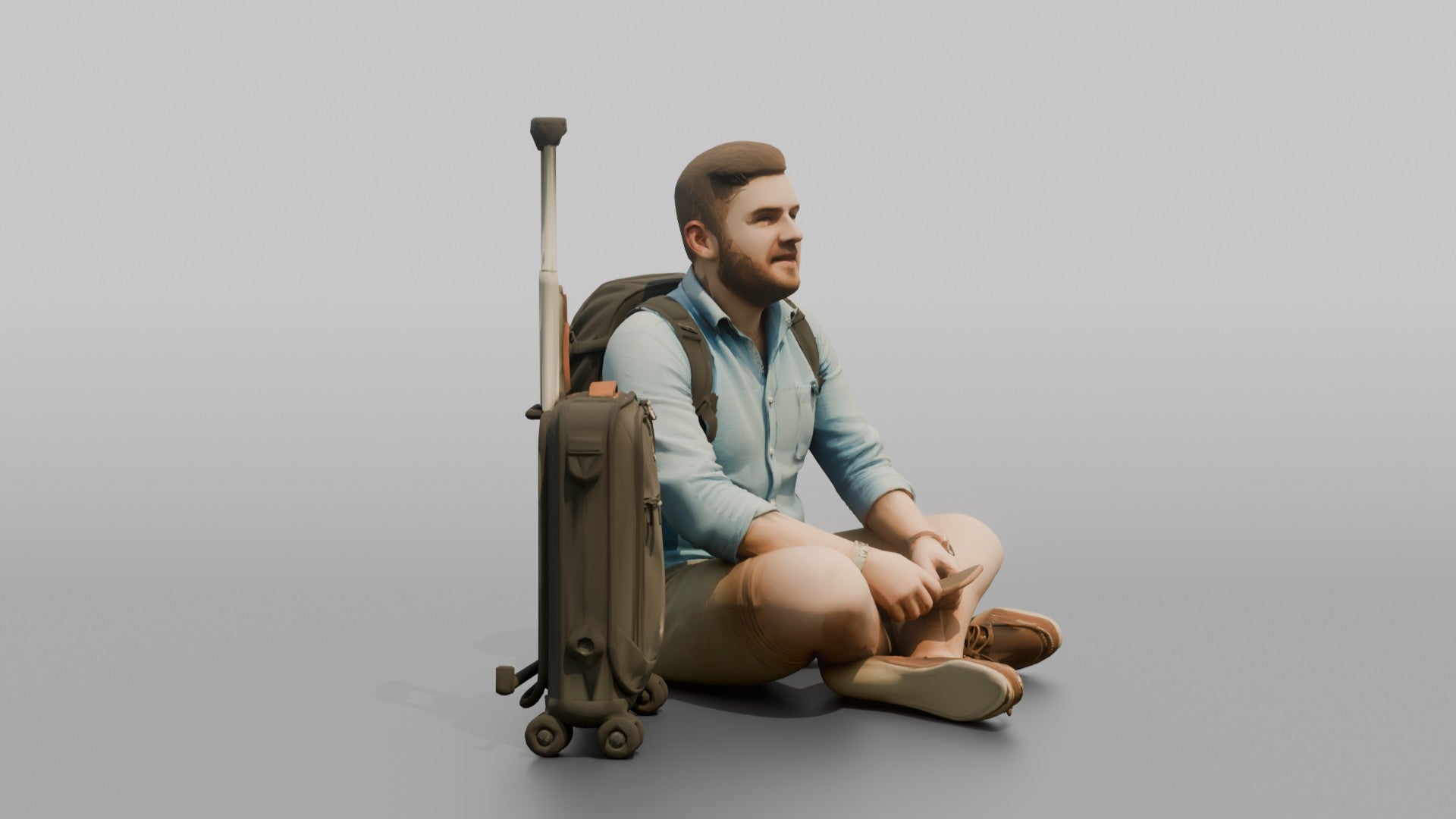 Traveler Sitting And Waiting At The Gate