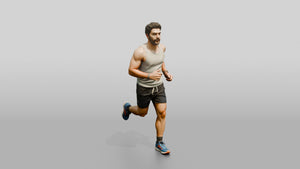 Stocky Young Lebanese Man Jogging on a Park Trail - 3D character model, view 1