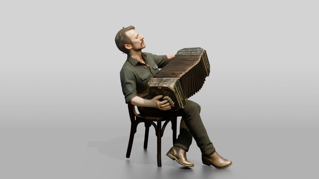 Bandoneon Player Pulling Bellows
