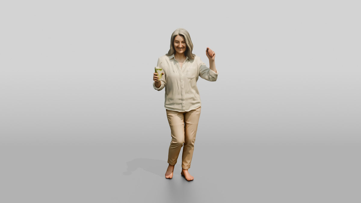 Woman Dancing with Cocktails - 3D character model, view 5