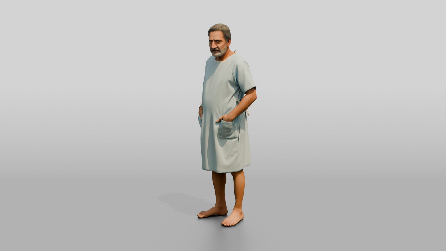 Elderly Man Patient Standing with Hands in Pockets