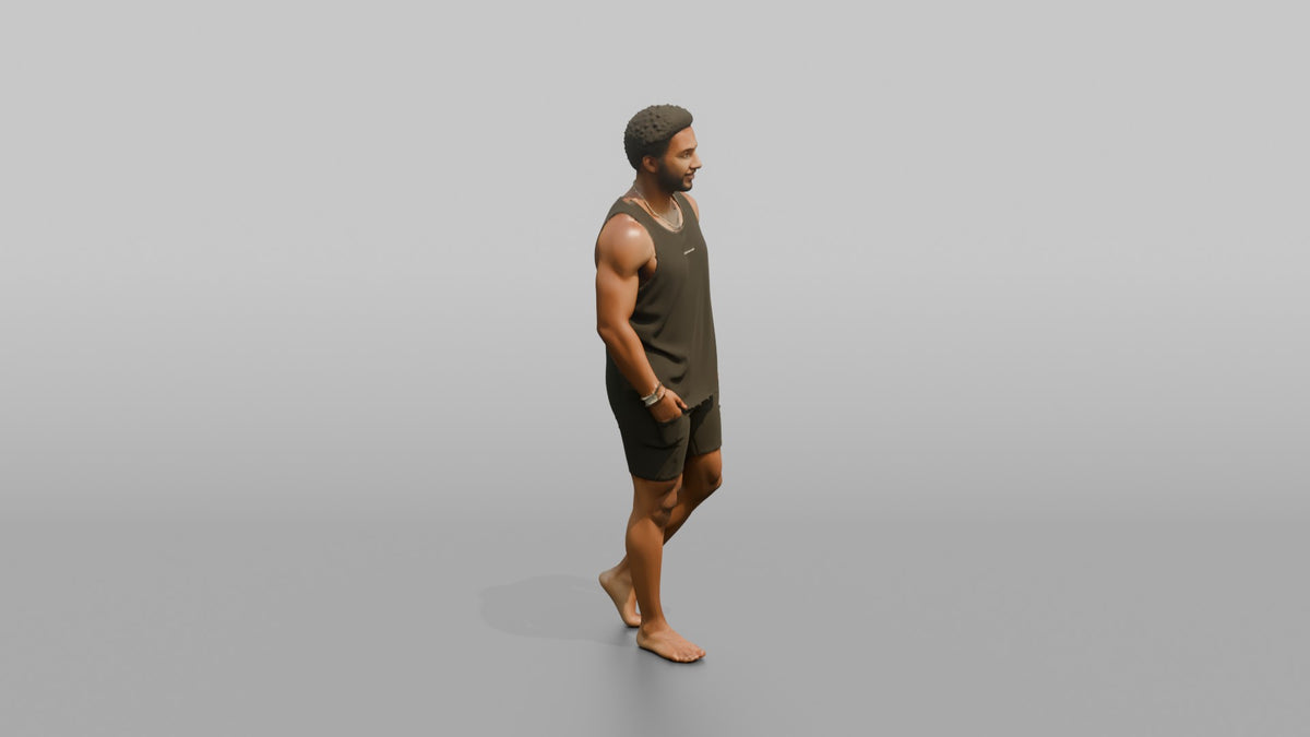 Fitness Influencer Man Standing With A Slight Lean, Hands In Pockets - 3D character model, view 2
