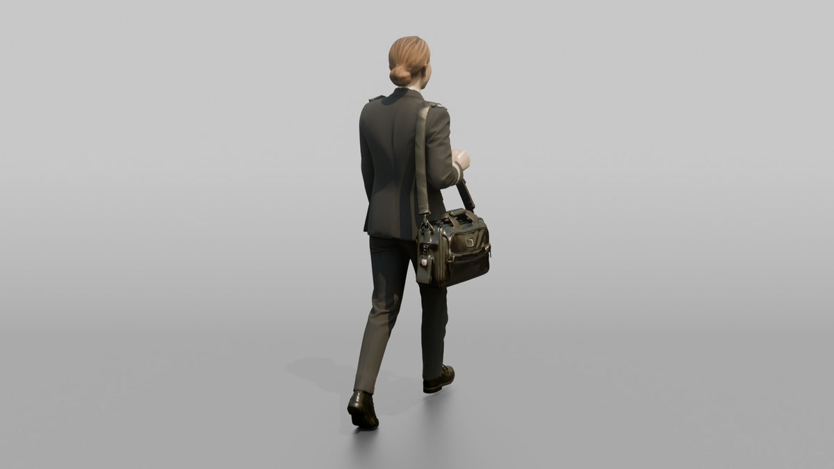 South Asian Flight Attendant Serving Hot Tea - 3D character model, view 3