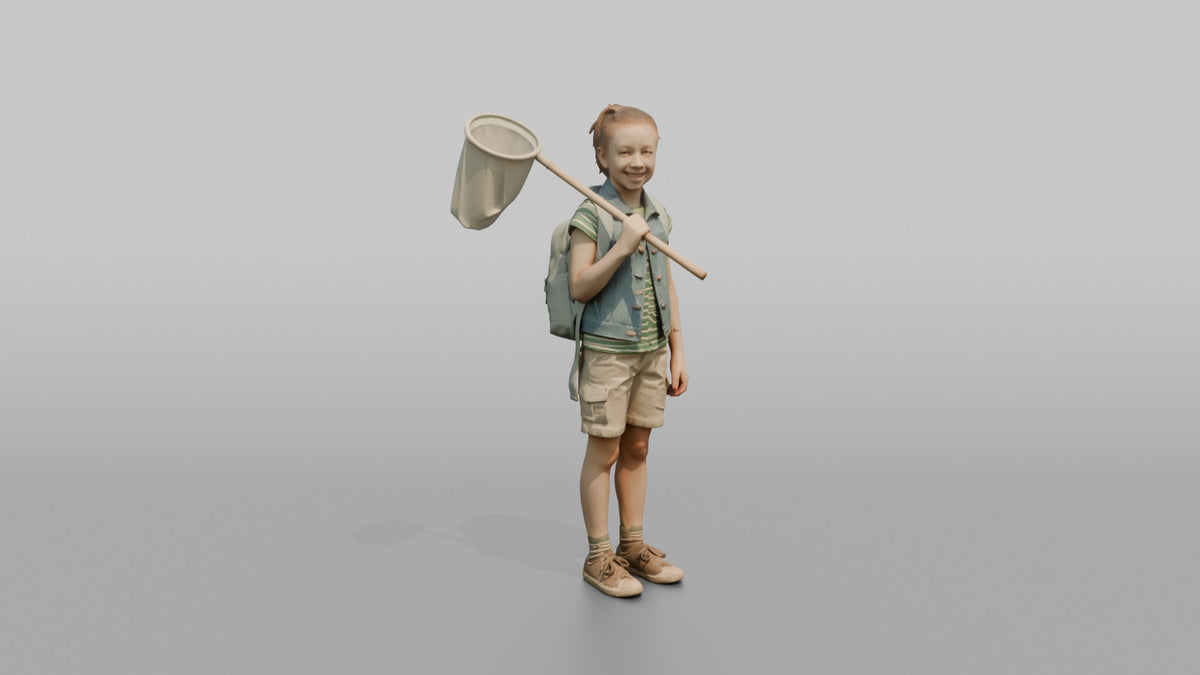 Daughter Carrying A Butterfly Net Over One Shoulder - 3D character model, view 5