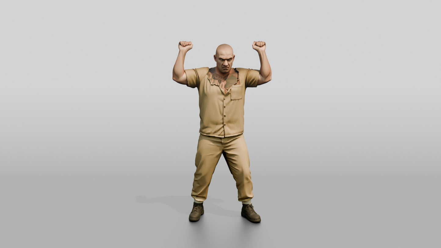 White Male Prisoner in a Khaki Uniform