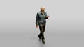 Elderly Chinese Man Walking with Hand Exercise Balls