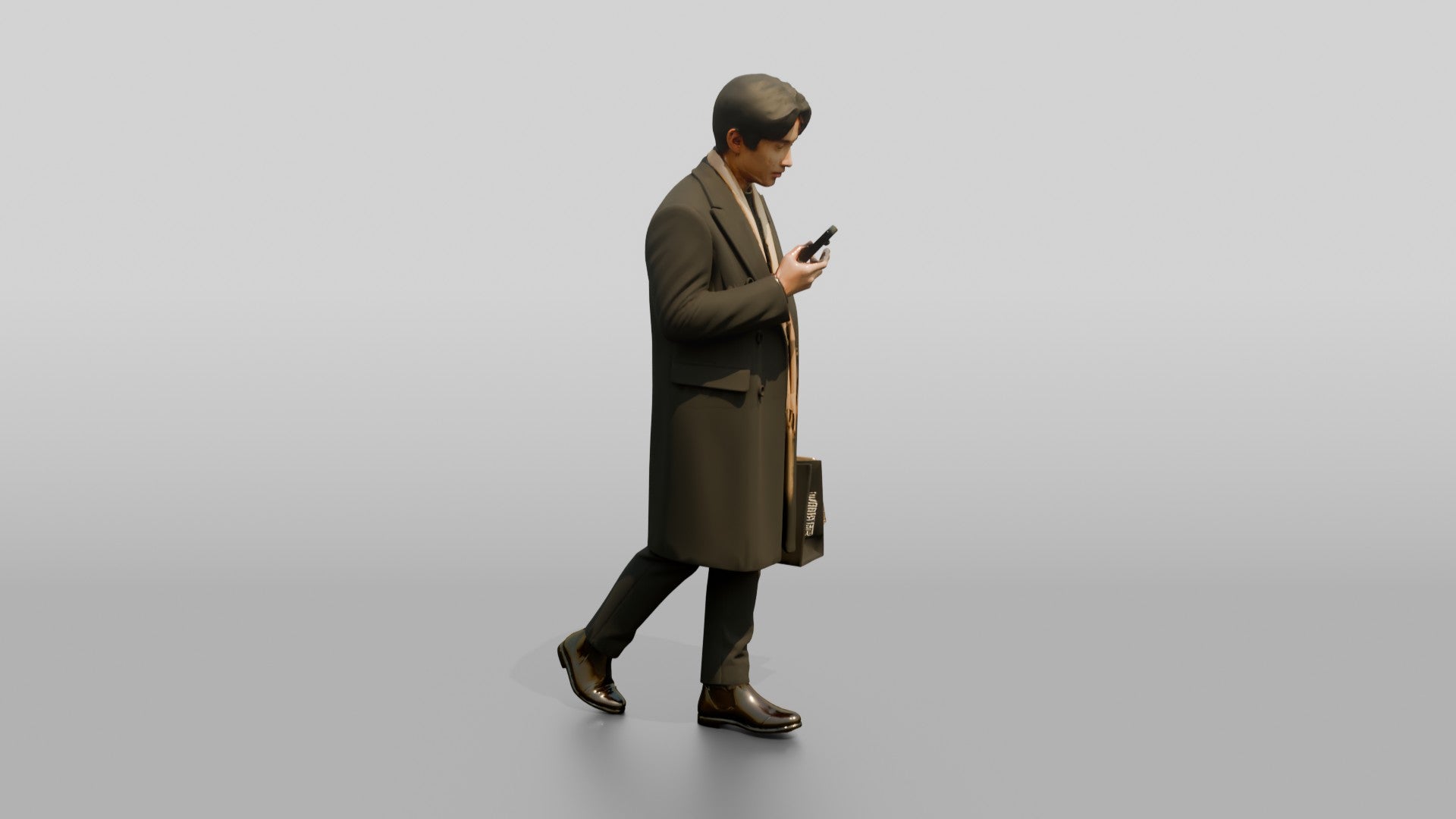 Man Checking Phone While Shopping