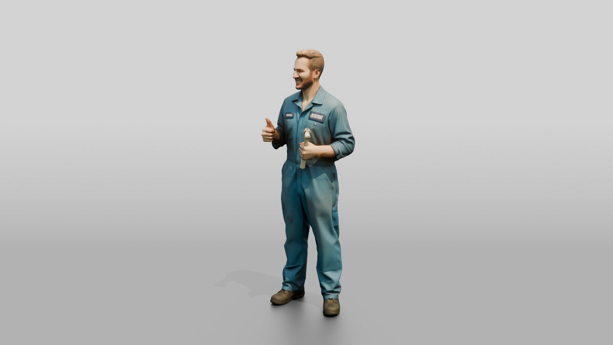 Mechanic Giving a Thumbs-Up - 3D character model, view 4