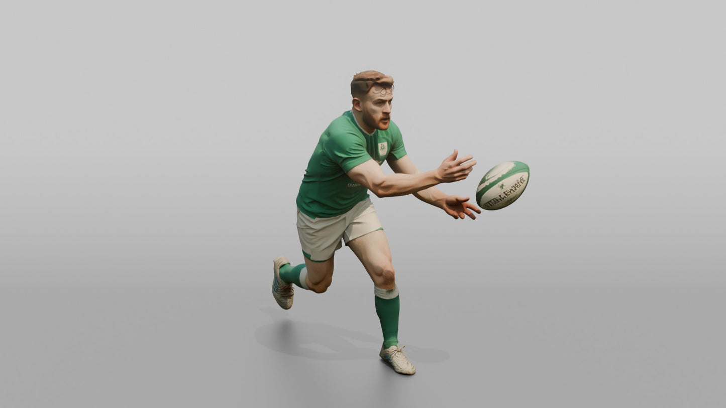 Irish Fly-Half Delivering a Rapid Spin Pass