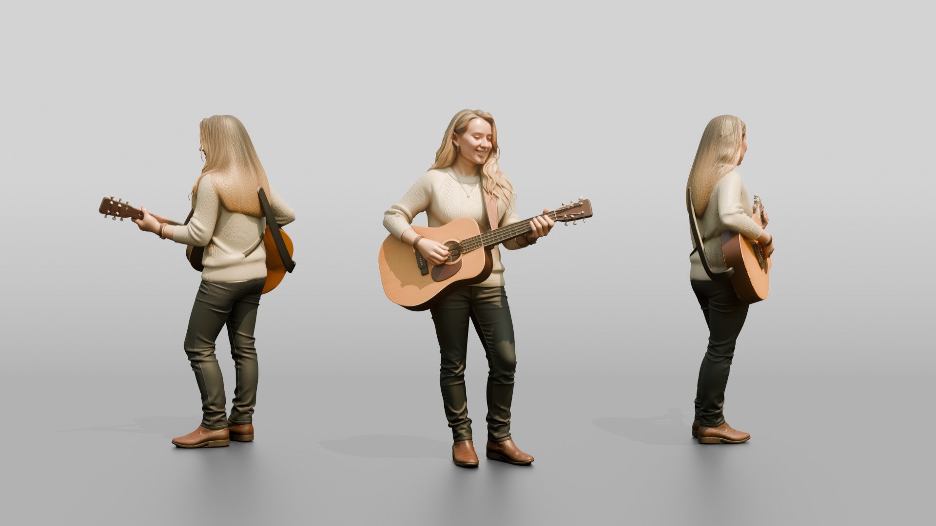 Folk Singer Strumming Acoustic Guitar