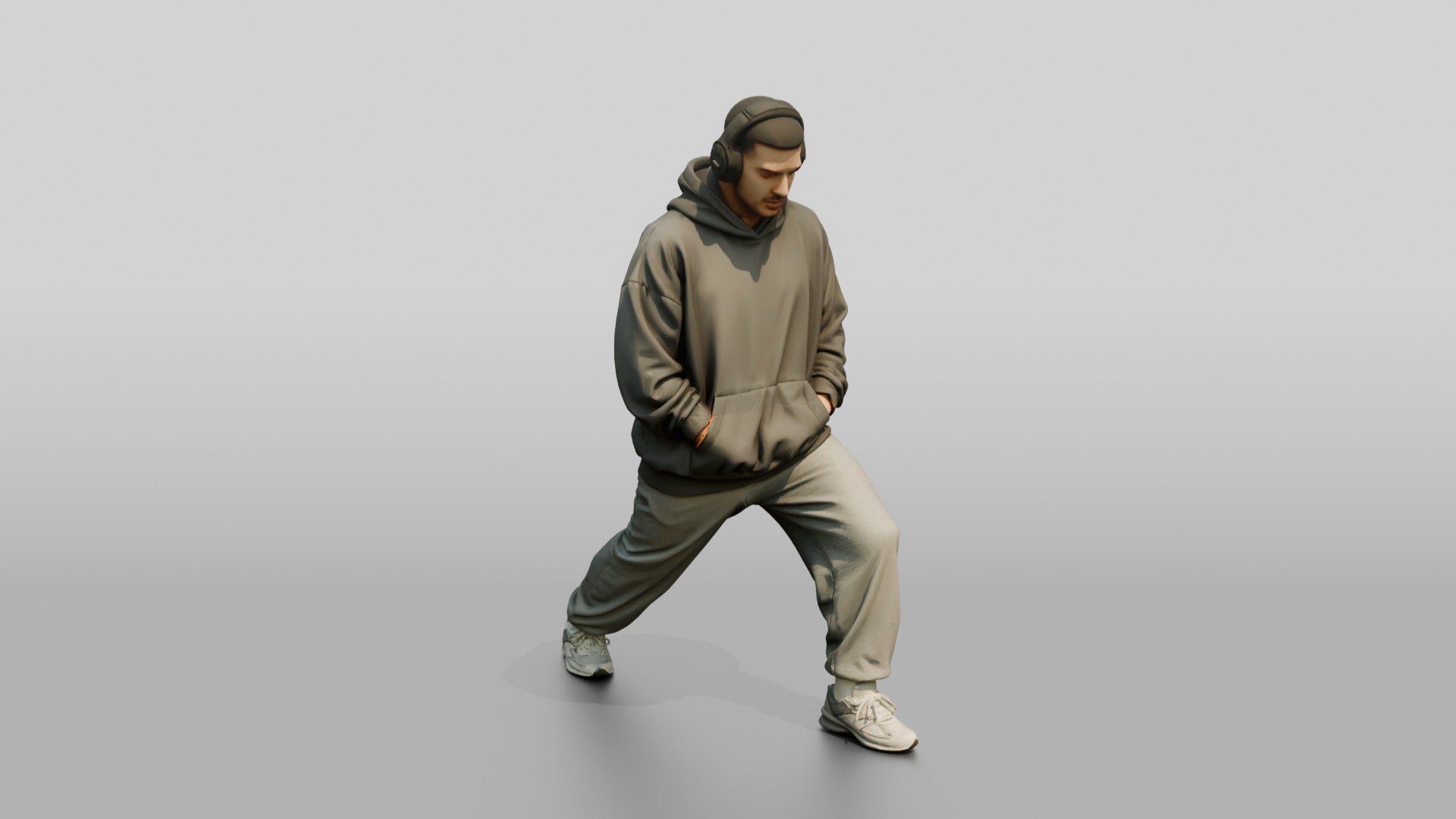 Man Stretching Calf in Hoodie