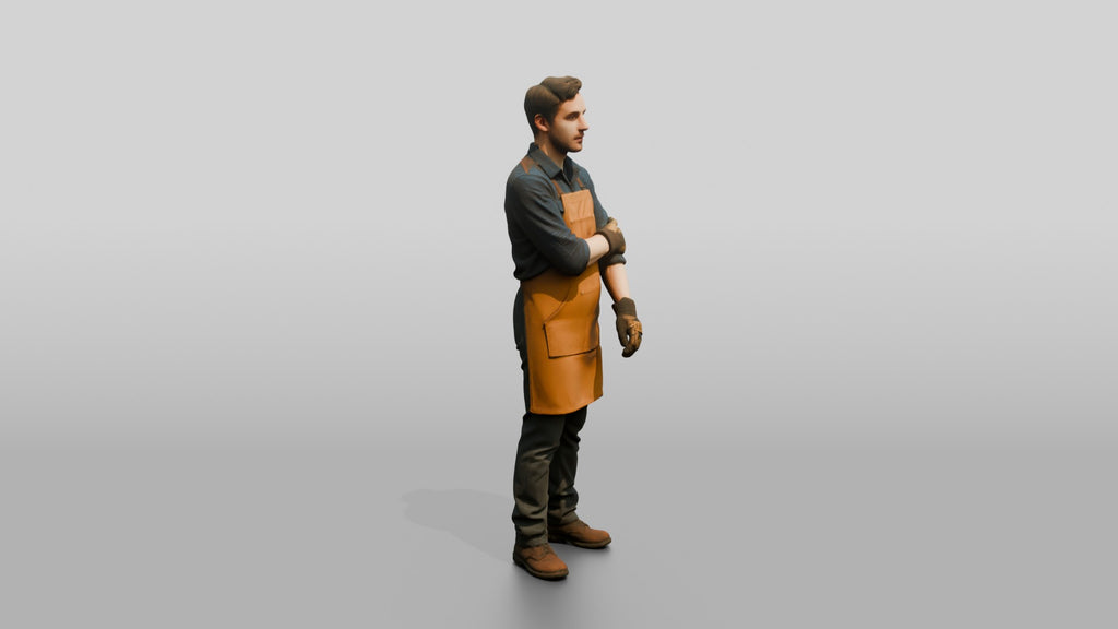 Worker in Canvas Apron