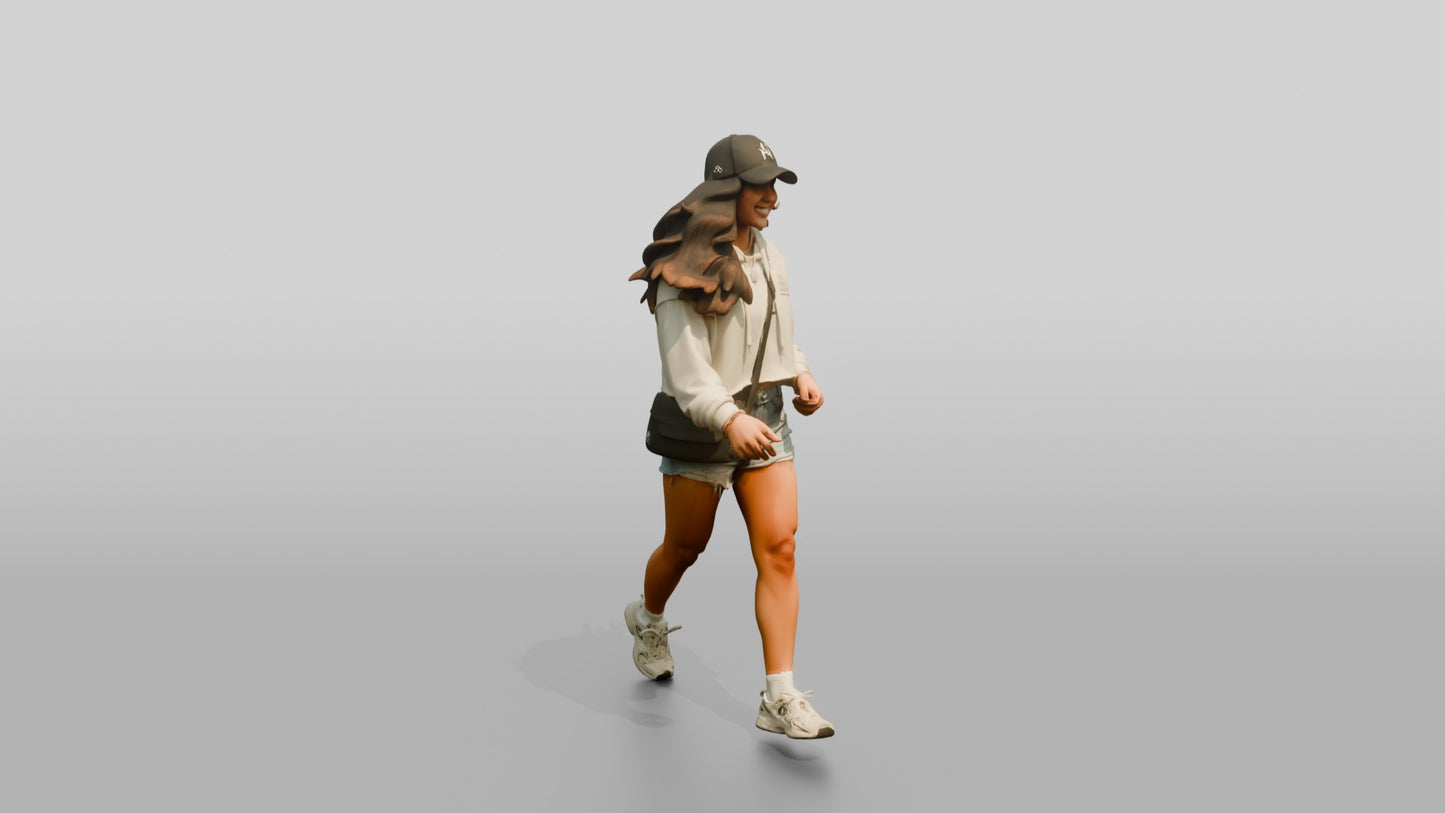 Latina Girl Walking Dynamically on the Boardwalk