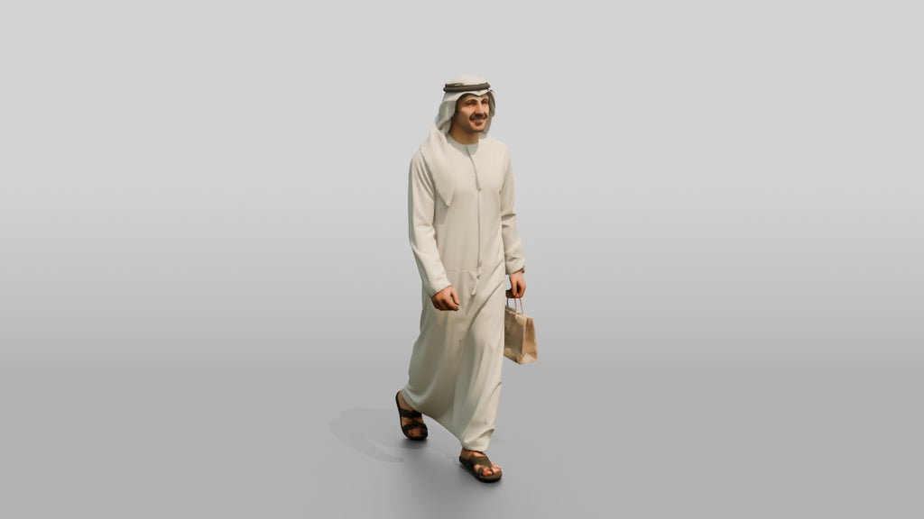 Young Emirati Man in White Kandura Shopping