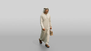 Young Emirati Man in White Kandura Shopping - 3D character model, view 1