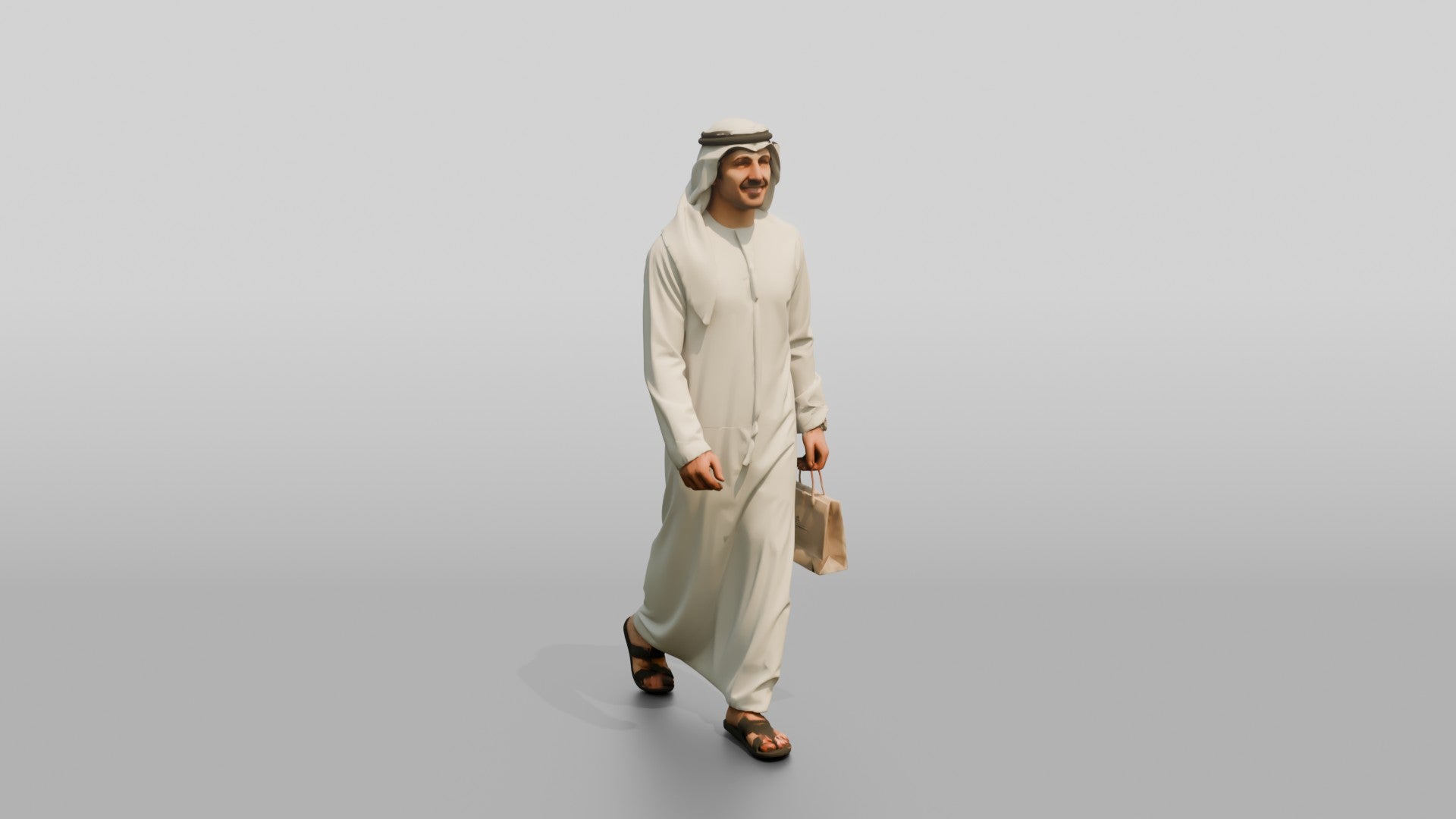 Young Emirati Man in White Kandura Shopping