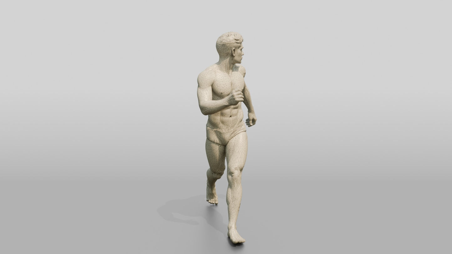 Mestizo Man in Zig-Zag Swim Brief Beach Walk