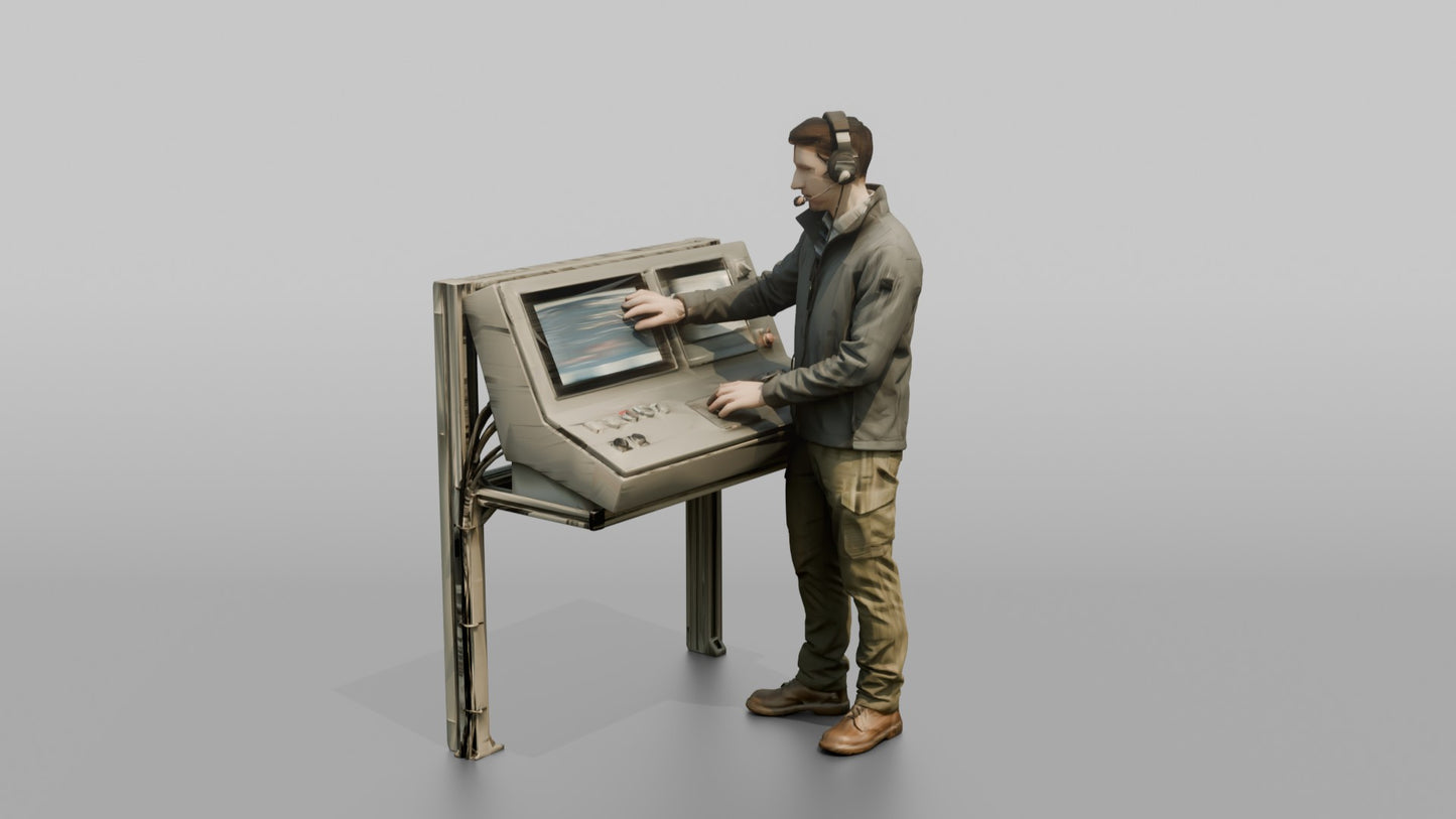 Engineer Monitoring Temperature Sensors on a Control Panel