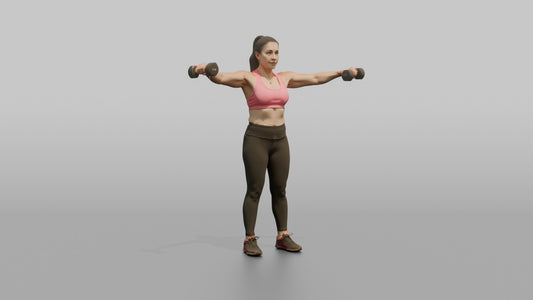Weightlifter Woman Doing A Dumbbell Lateral Raise - 3D character model