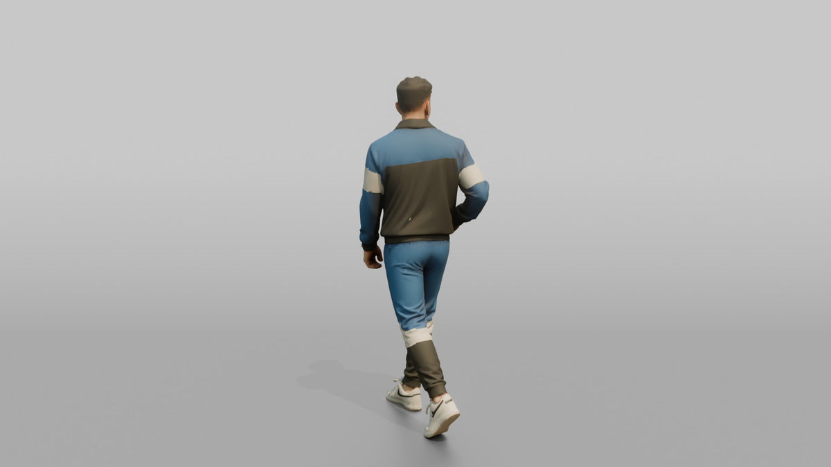 Patron Man Striking A Pose In A Bold Color-blocked Tracksuit - 3D character model, view 3