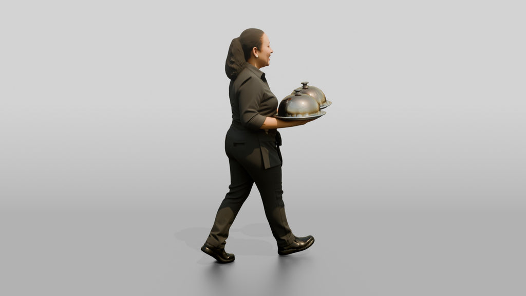 Food Runner Carrying Covered Plates