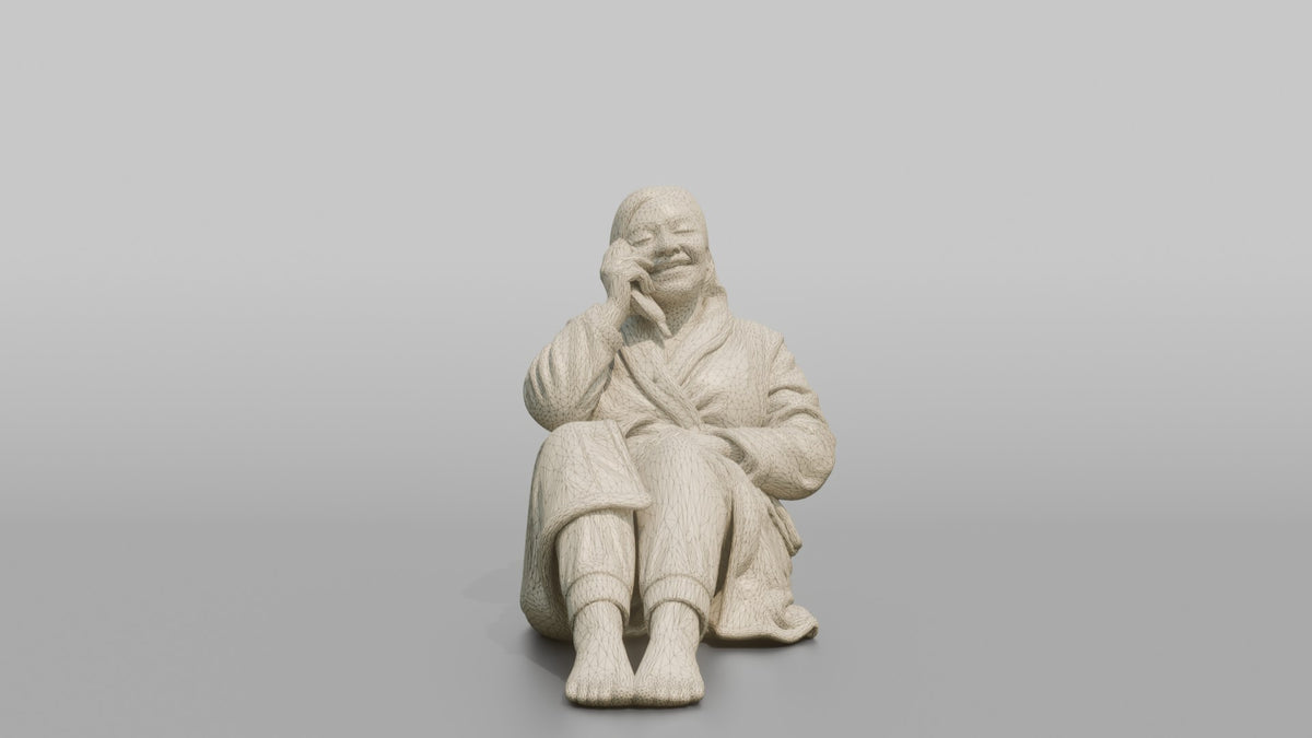 Spa Client Man Reclining Pose, Holding A Cold Eye Mask Near The Face - wireframe topology preview