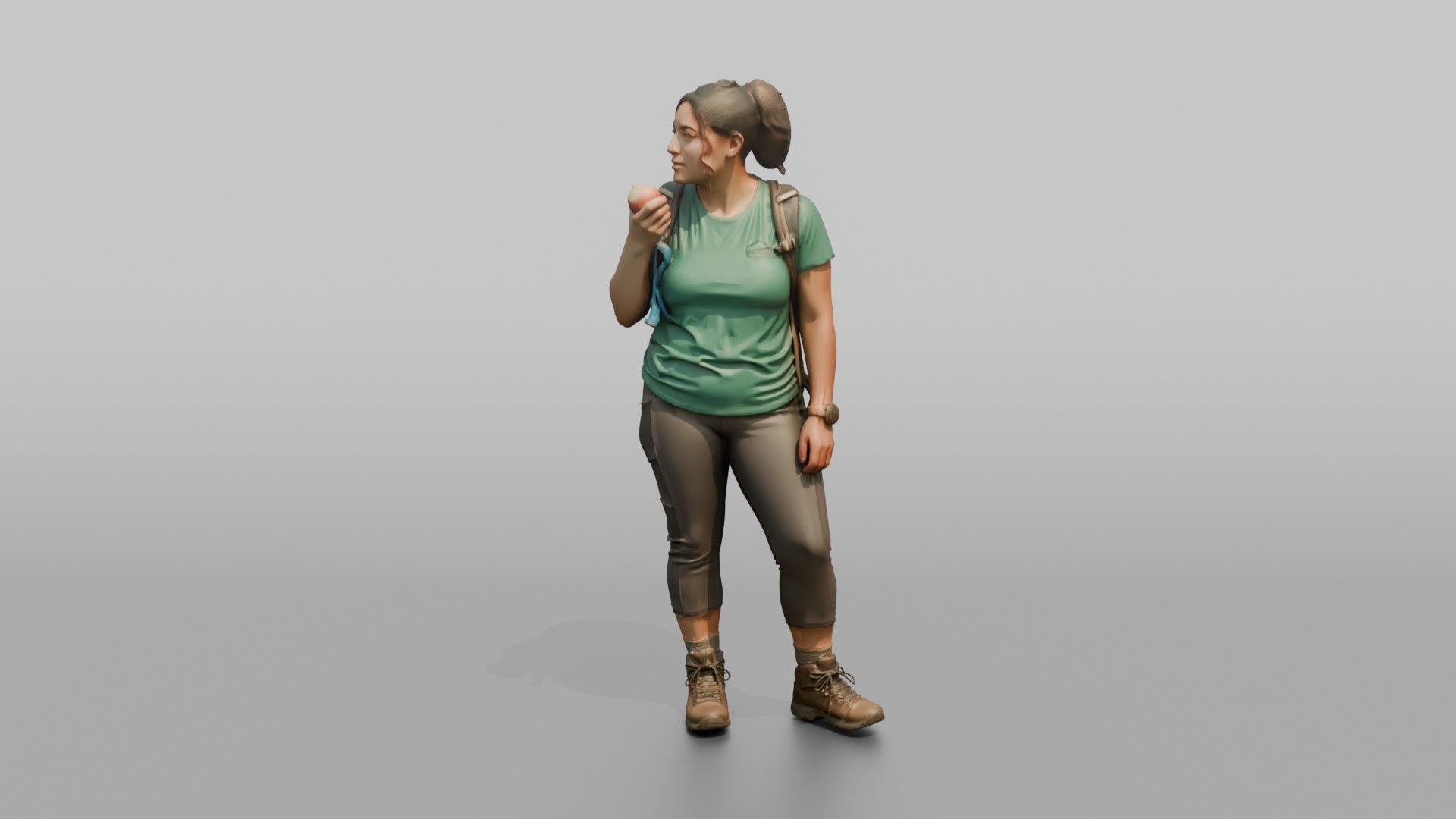 Hiker Eating an Apple on the Trail