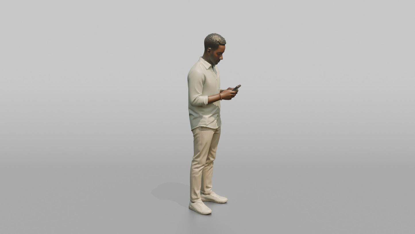 Vacationer Wearing Pastel Linen Shirt And Chinos