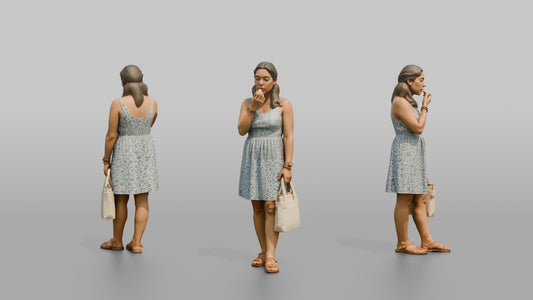 Vacationer Wearing Sundress And Leather Sandals - 3D character model