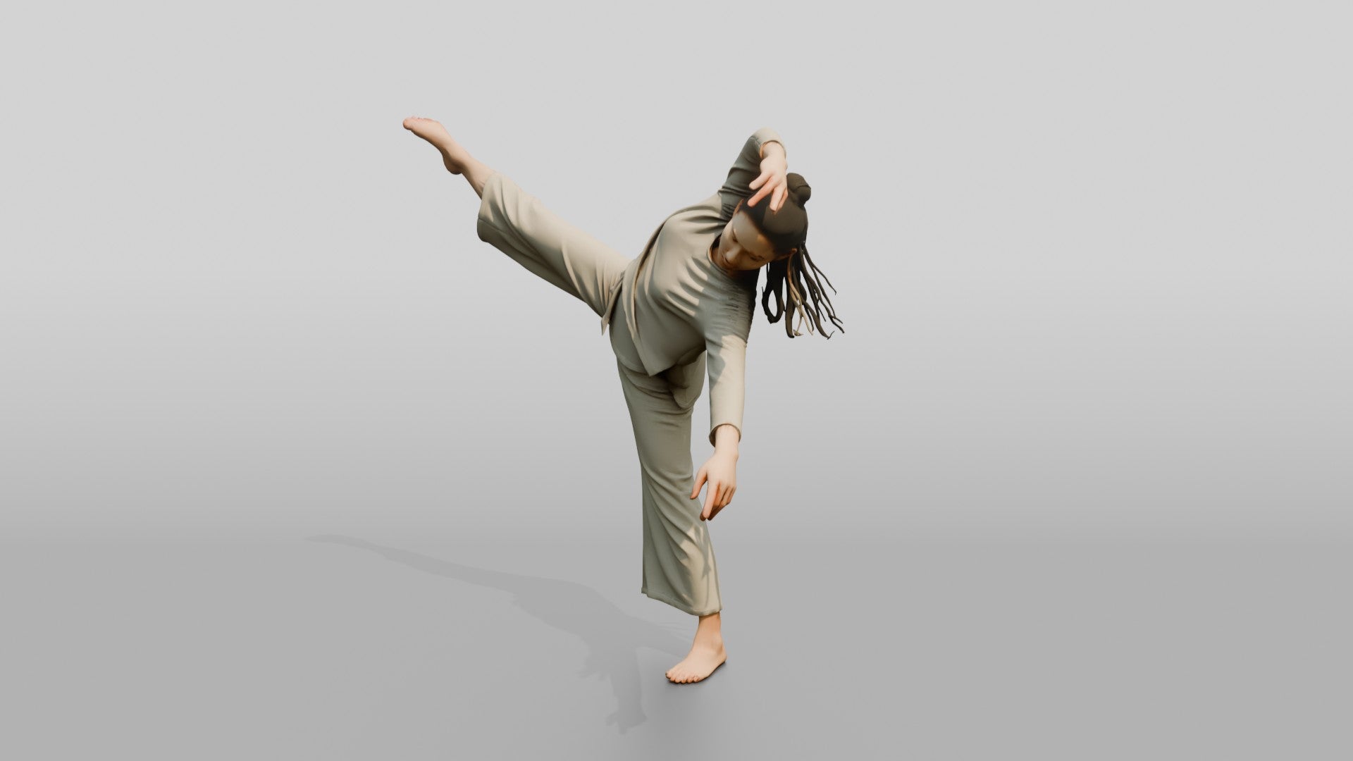 Chinese Woman Dancer in Dynamic Pose