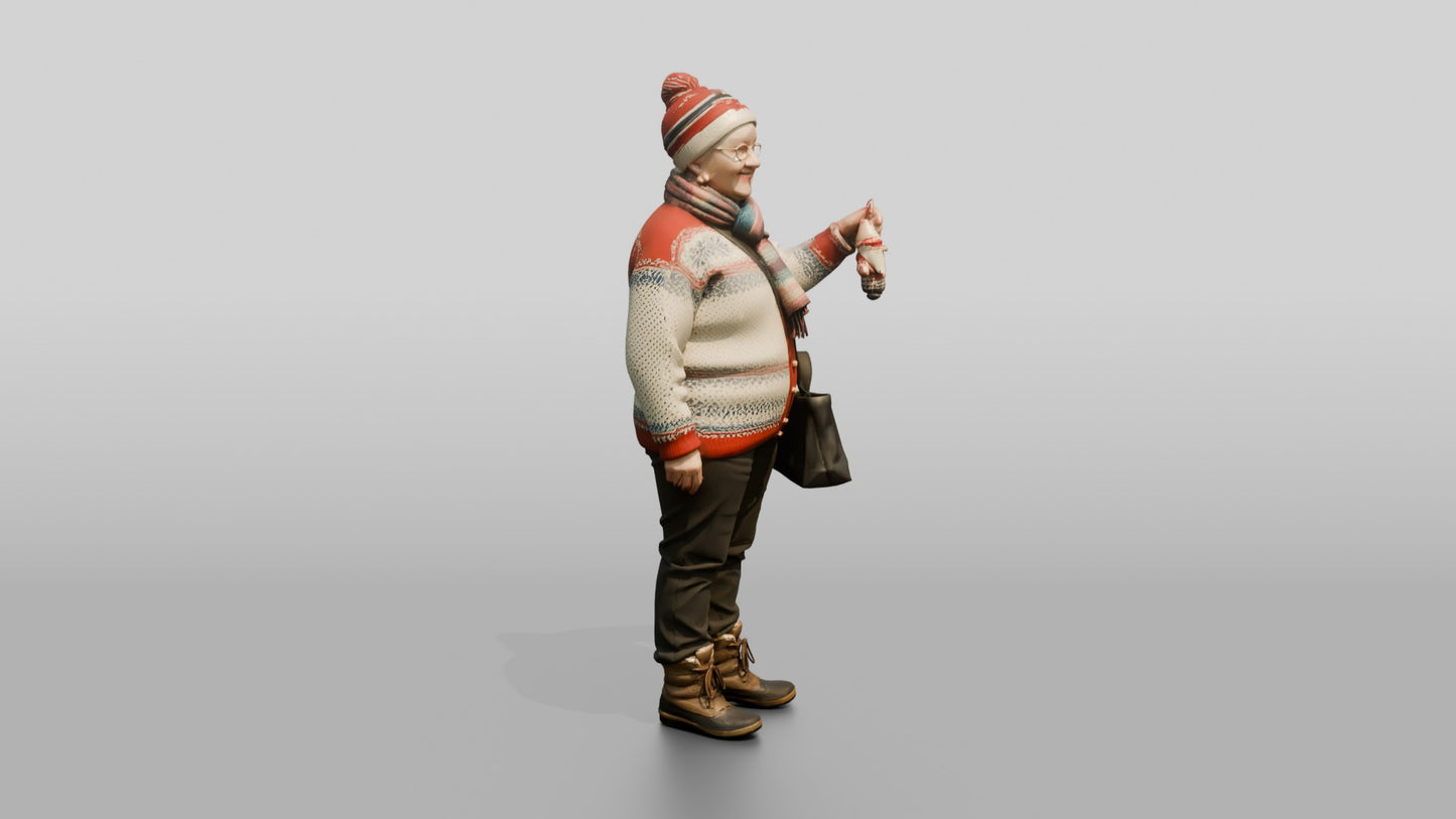 Elderly Norwegian Woman at the Christmas Market