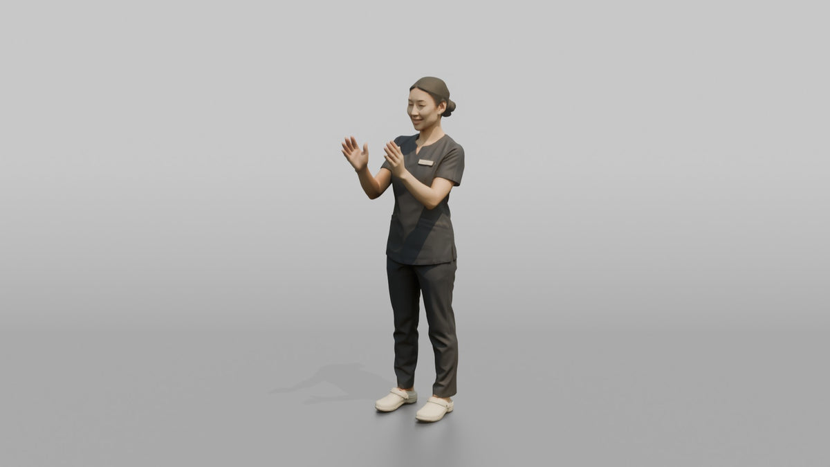Esthetician Man Applying A Face Mask Motion With Both Hands - 3D character model, view 4
