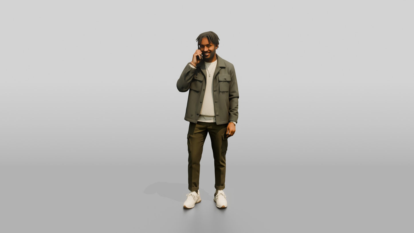 Man on the Phone in a Grey Jacket
