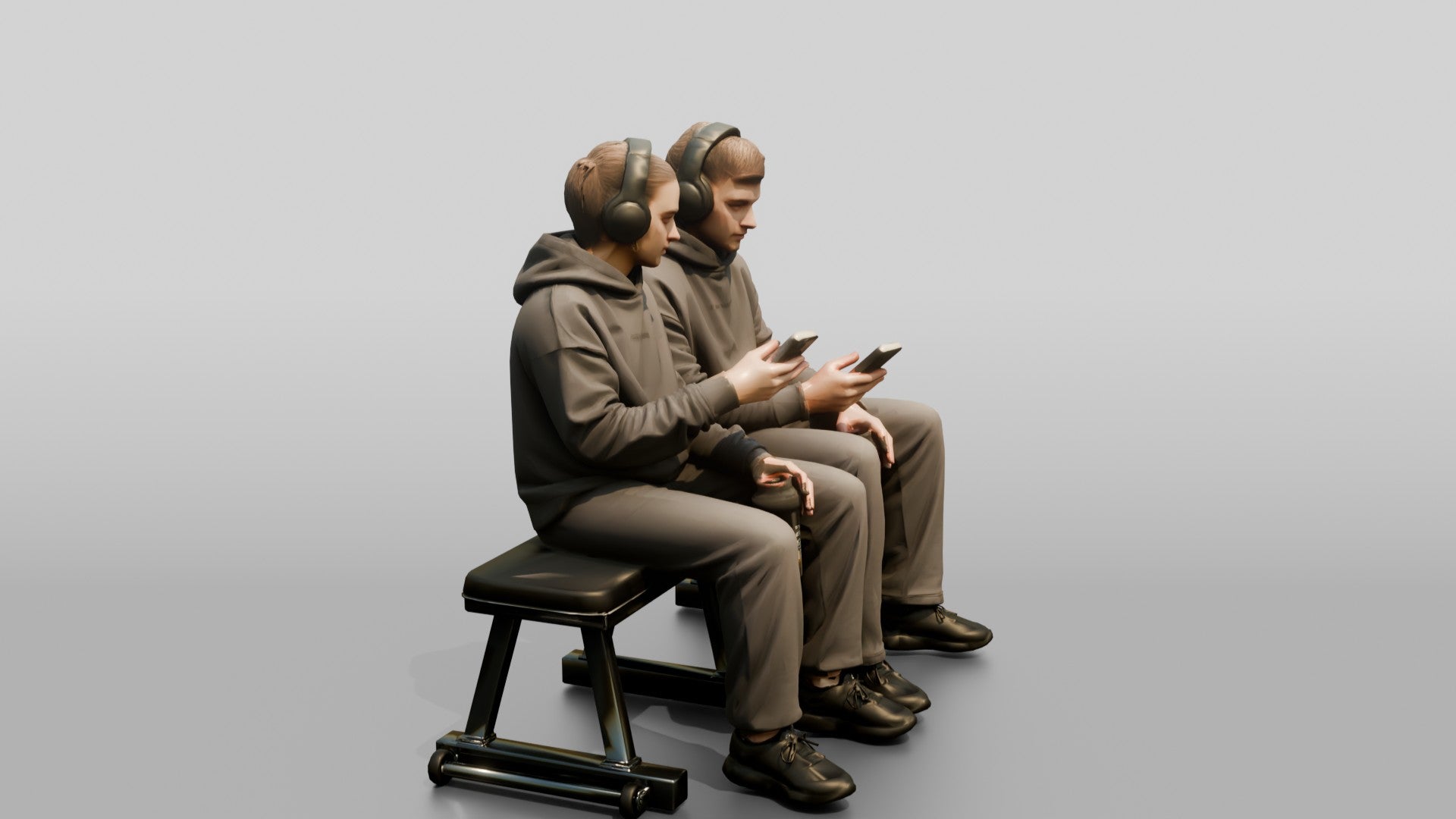 Two Men Sitting on Gym Bench